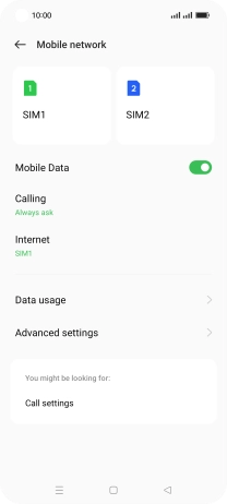Press the name of the SIM. Press the name of the SIM.