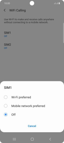 Press the required setting. Press the required setting.
