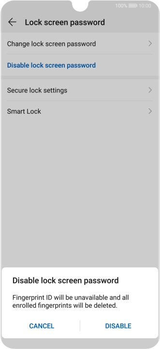 Key in the current phone lock code and press DISABLE. Key in the current phone lock code and press DISABLE.