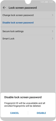 Key in the current phone lock code and press DISABLE. Key in the current phone lock code and press DISABLE.
