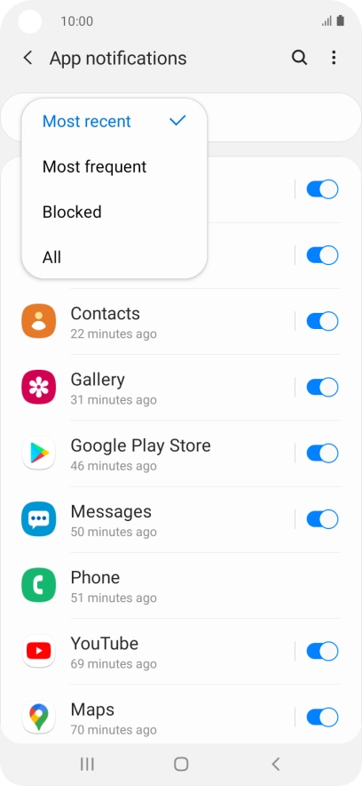Press the required setting. Press the required setting.
