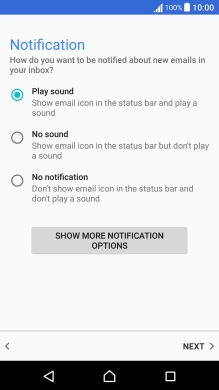 Press the required setting below Notification. Press the required setting below Notification.