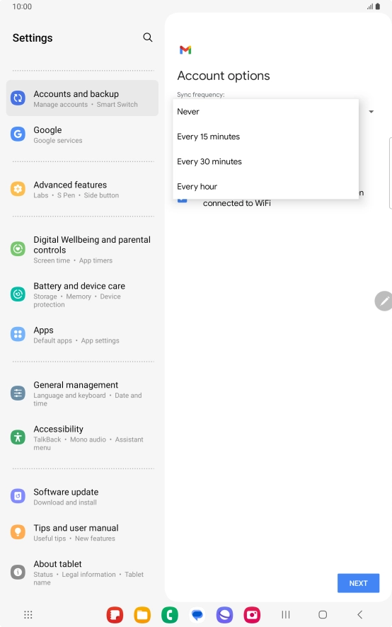 Press the required setting. Press the required setting.