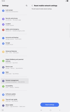 Press Reset settings. Press Reset settings.