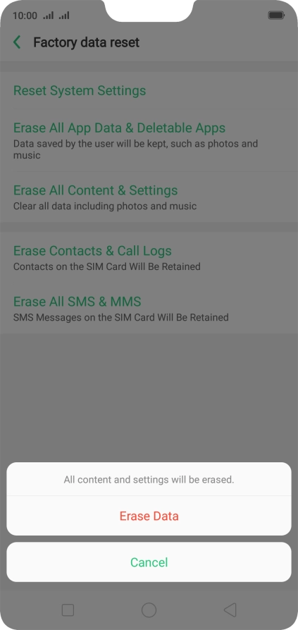 Press Erase Data. Press Erase Data.