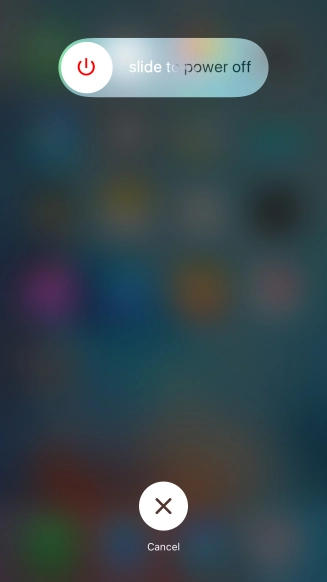 Press and drag the power off icon right. Press and drag the power off icon right.