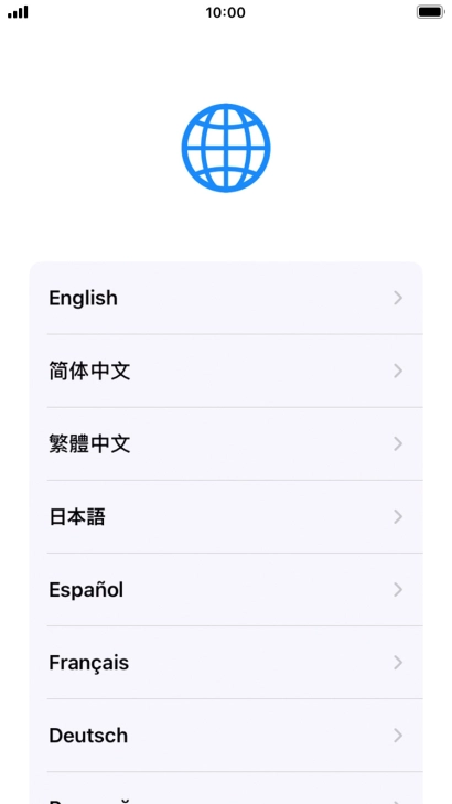 Press the required language. Press the required language.