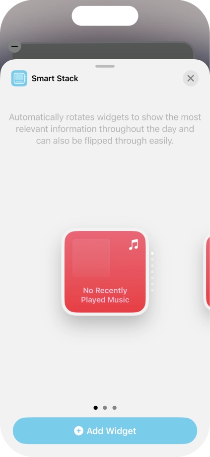 Slide your finger right or left on the screen to select the required widget size. Slide your finger right or left on the screen to select the required widget size.