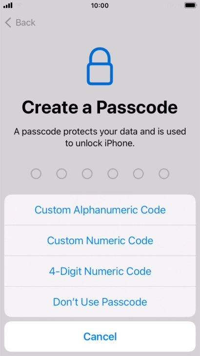 Follow the instructions on the screen to turn on use of phone lock code or press Don't Use Passcode. Follow the instructions on the screen to turn on use of phone lock code or press Don't Use Passcode.
