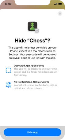 Press Hide App. Press Hide App.
