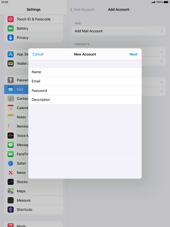 Press Description and key in the required name. Press Description and key in the required name.