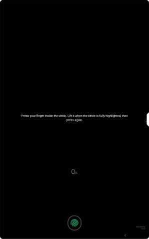 Follow the instructions on the screen to create the lock code using your fingerprint. Follow the instructions on the screen to create the lock code using your fingerprint.