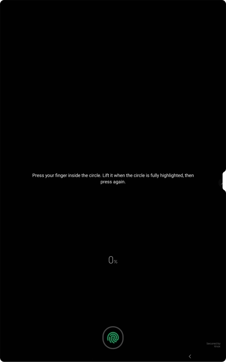 Follow the instructions on the screen to create the lock code using your fingerprint. Follow the instructions on the screen to create the lock code using your fingerprint.