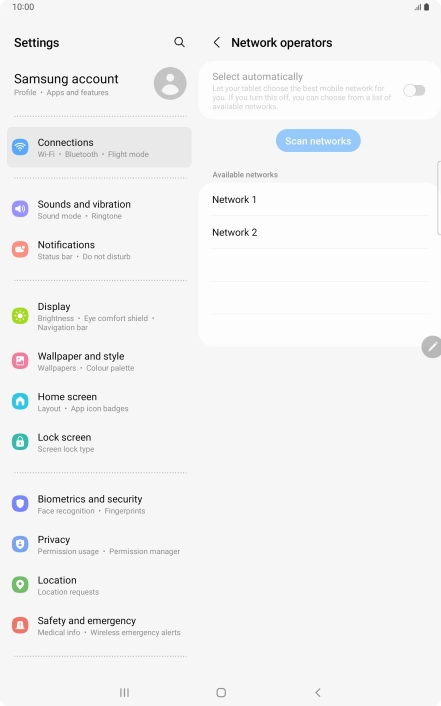 Press the required network. Press the required network.