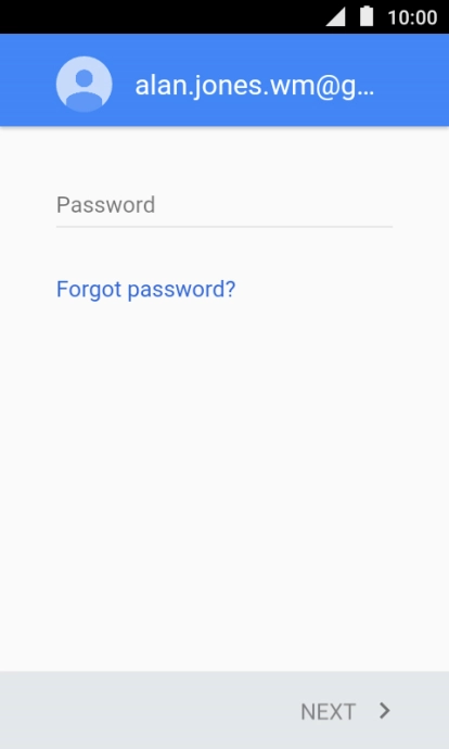 Press the text input field and key in the password for your Google account. Press the text input field and key in the password for your Google account.