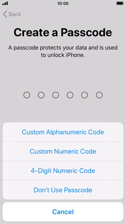 Follow the instructions on the screen to turn on use of phone lock code or press Don't Use Passcode. Follow the instructions on the screen to turn on use of phone lock code or press Don't Use Passcode.