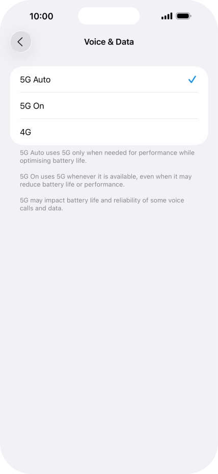 To turn on automatic switch between 5G and 4G, press 5G Auto. To turn on automatic switch between 5G and 4G, press 5G Auto.