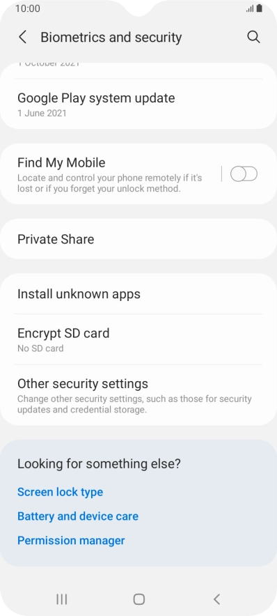 Press Other security settings. Press Other security settings.