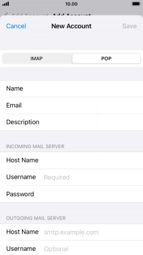 Press Username and key in the username for your email account. Press Username and key in the username for your email account.