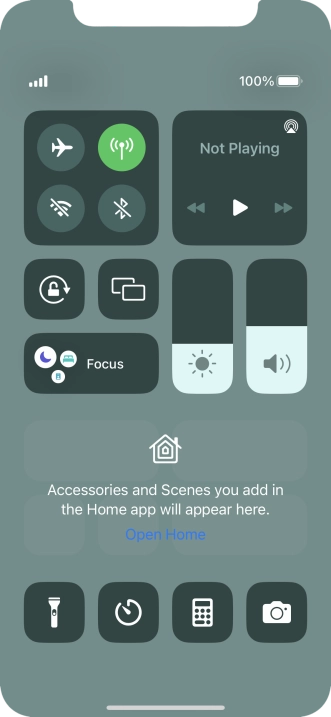 Press the flight mode icon to turn the function on or off. Press the flight mode icon to turn the function on or off.