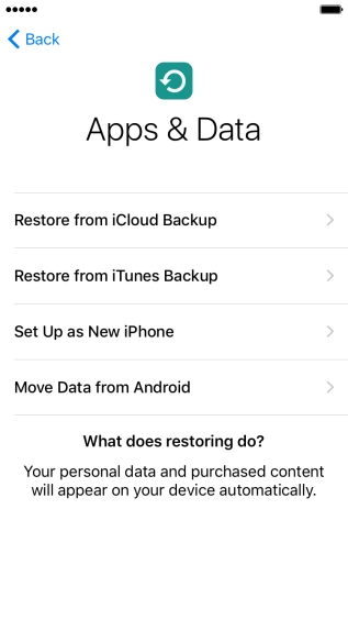 Press Restore from iCloud Backup. Press Restore from iCloud Backup.