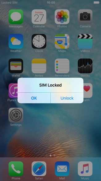 If your SIM is locked, press Unlock. If your SIM is locked, press Unlock.