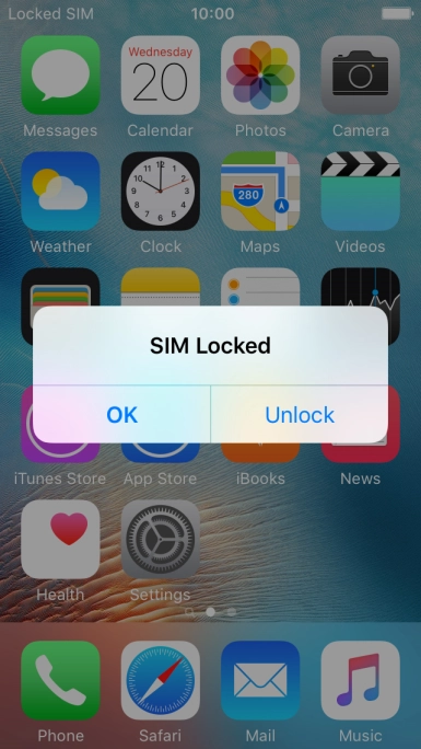 If your SIM is locked, press Unlock. If your SIM is locked, press Unlock.