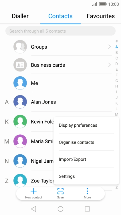 Press Import/Export. Press Import/Export.