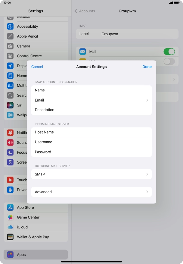 Press SMTP. Press SMTP.
