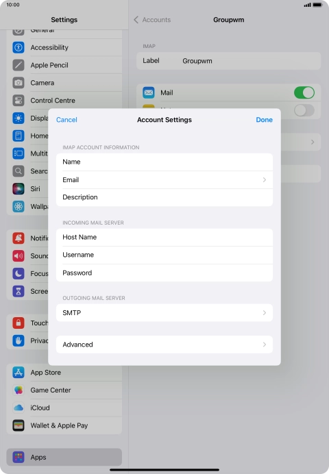 Press SMTP. Press SMTP.