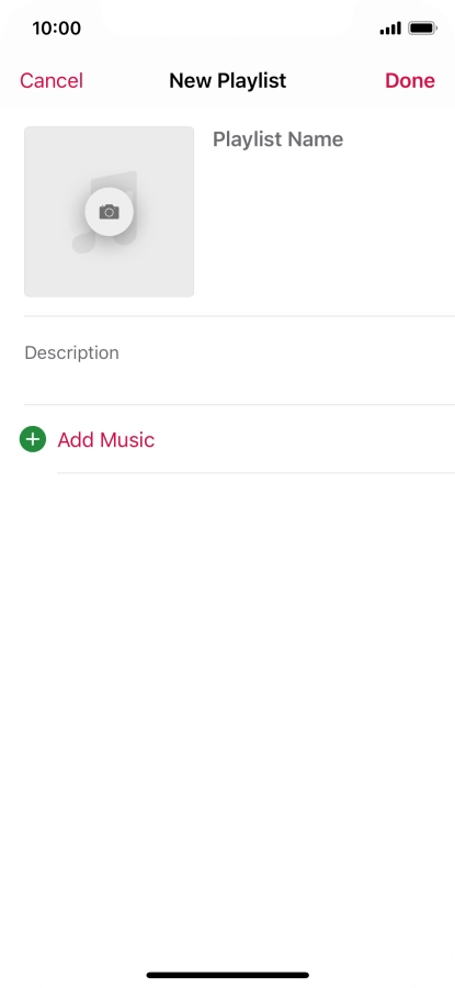 Press the text input field and key in a name for the playlist. Press the text input field and key in a name for the playlist.