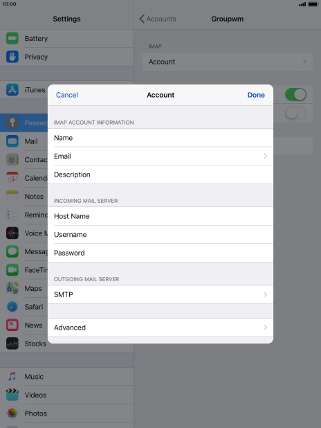Press SMTP. Press SMTP.
