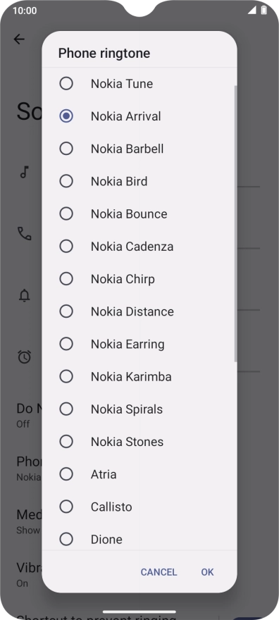 Once you've found a ring tone you like, press OK. Once you've found a ring tone you like, press OK.