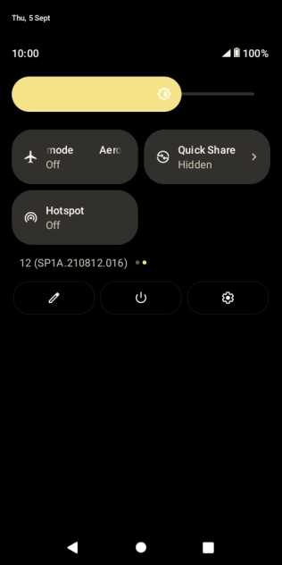 Press the flight mode icon to turn the function on or off. Press the flight mode icon to turn the function on or off.