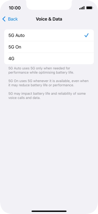 To turn on automatic switch between 5G and 4G, press 5G Auto. To turn on automatic switch between 5G and 4G, press 5G Auto.