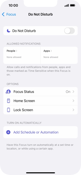 Press People and follow the instructions on the screen to select which contacts you would like to receive calls and notifications from when Do Not Disturb is turned on. Press People and follow the instructions on the screen to select which contacts you would like to receive calls and notifications from when Do Not Disturb is turned on.