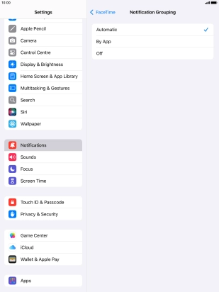 Press the required setting. Press the required setting.