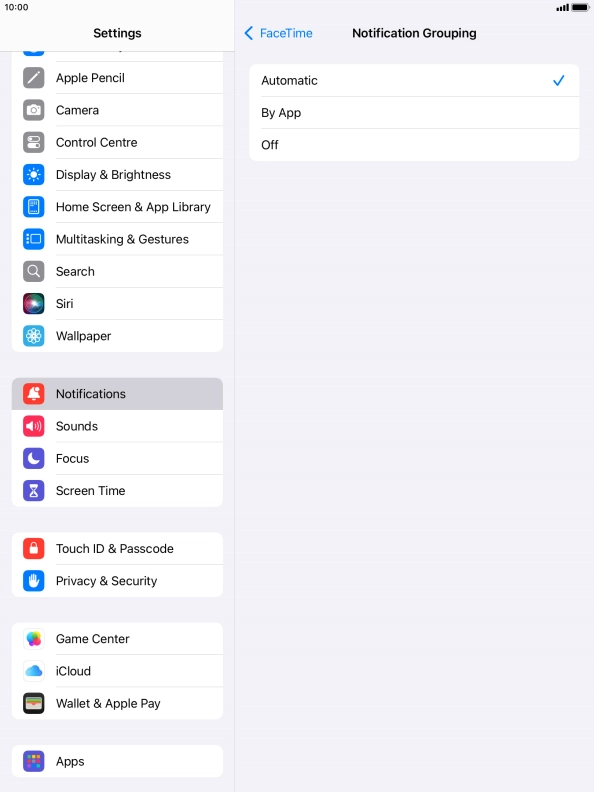 Press the required setting. Press the required setting.