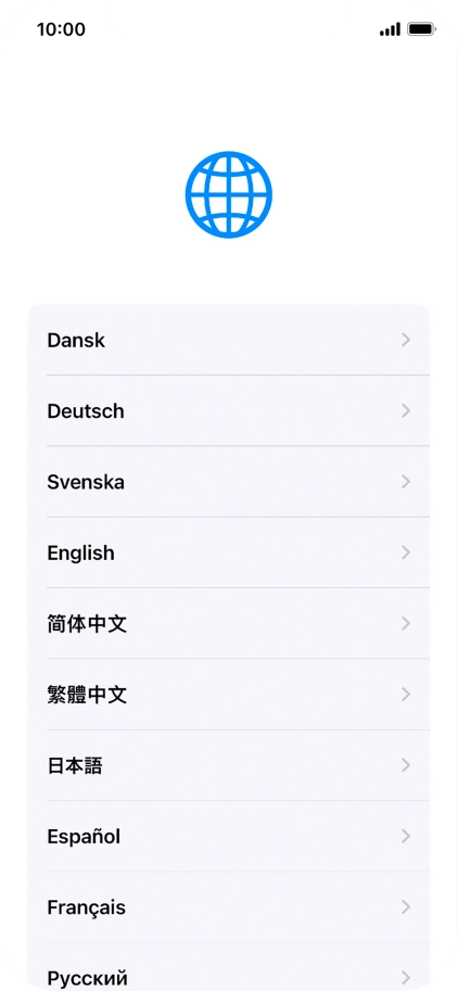 Press the required language. Press the required language.