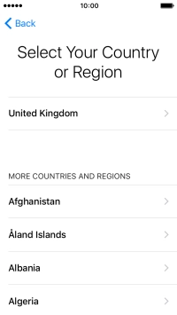 Press the required country or area. Press the required country or area.