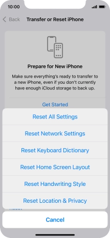 Press Reset All Settings. Press Reset All Settings.