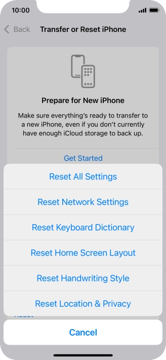 Press Reset All Settings. Press Reset All Settings.