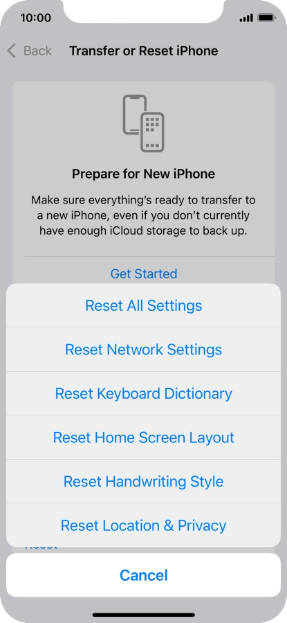 Press Reset All Settings. Press Reset All Settings.