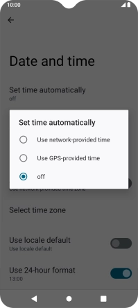 Press Use network-provided time to turn on the function. Press Use network-provided time to turn on the function.