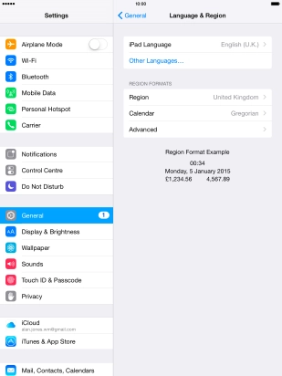 Press iPad Language. Press iPad Language.
