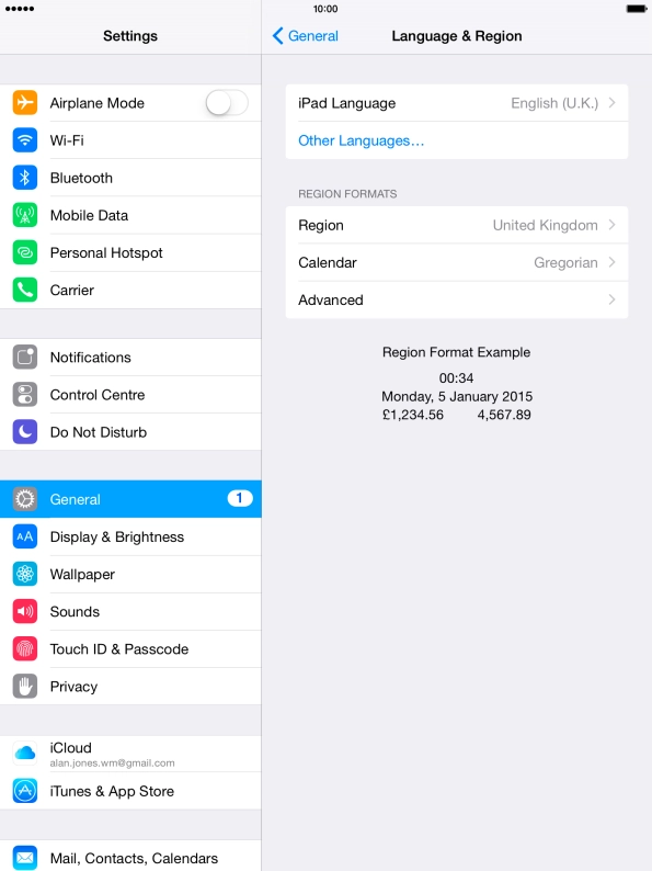Press iPad Language. Press iPad Language.