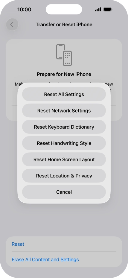 Press Reset All Settings. Press Reset All Settings.