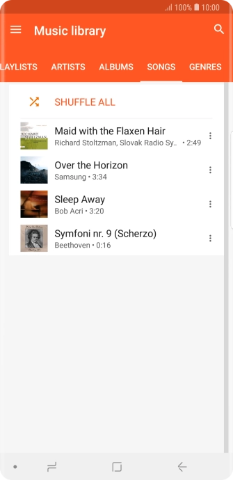 Press the required audio file. Press the required audio file.