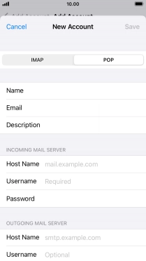 Press Host Name and key in the name of your email provider's incoming server. Press Host Name and key in the name of your email provider's incoming server.