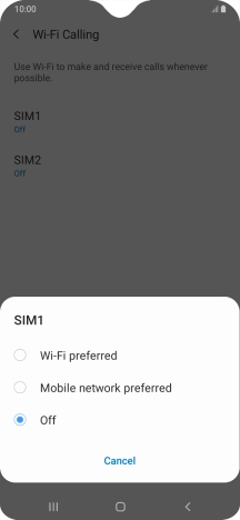 Press the required setting to turn the function on or off. Press the required setting to turn the function on or off.